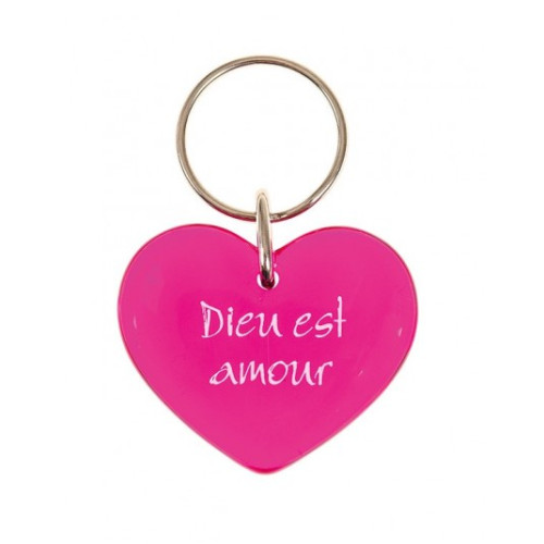 Porte-clés cœur rouge "Dieu est amour"