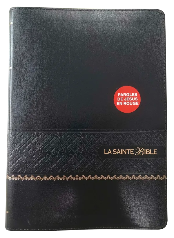 Bible Segond 1910, gros caractères, similicuir noir - couverture souple, avec onglets, paroles de...
