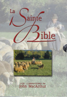 Bible d'étude Segond NEG MacArthur, noire - couverture souple, cuir véritable, tranche or, avec...