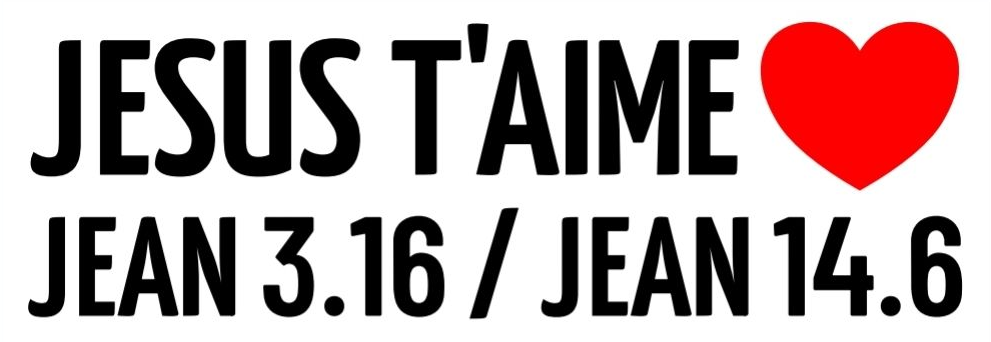 Autocollant "Jésus t'aime - Jean 3.16 / Jean 14.6" - rectangle 15 cm