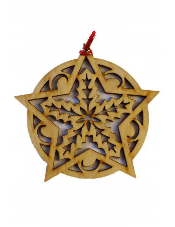 Pendentif en érable 8.9cm - Flocon Noël