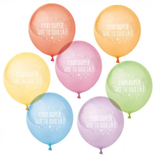 Pack 10 ballons colorés en latex - C'est super que tu sois là !