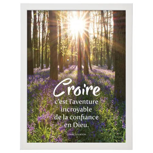 Cadre Poster - Sous-bois avec un parterre de fleurs violettes