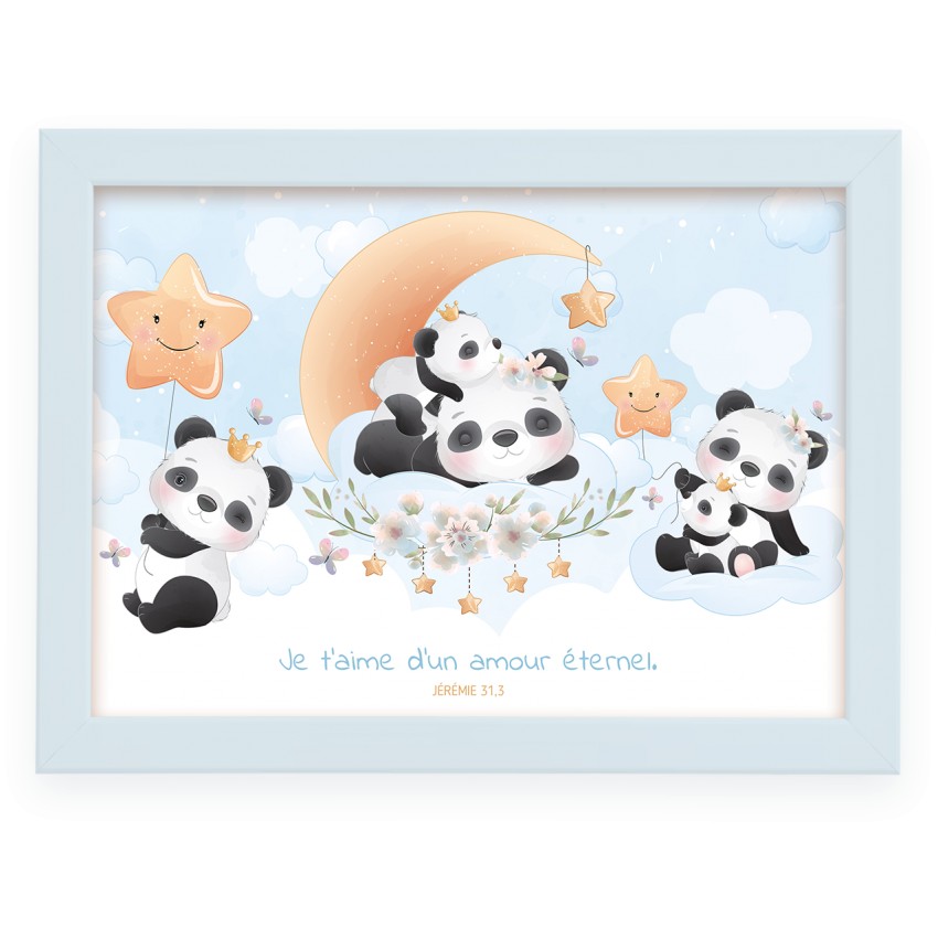 Cadre poster enfant Panda - [collection Mes animaux tout doux]